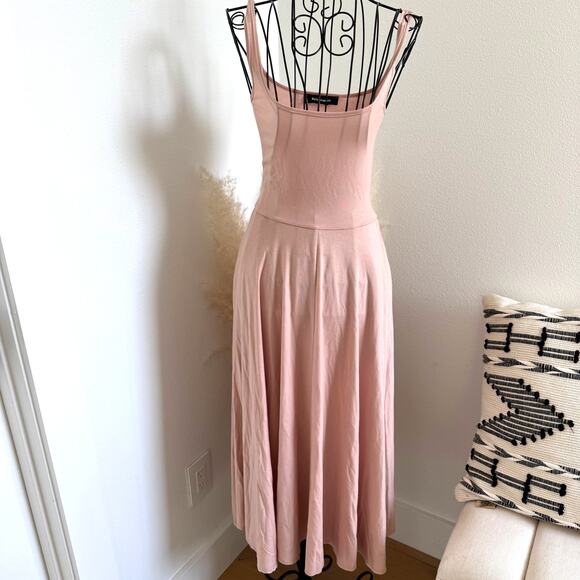 Reformation Blush Pink Fit & Flare Midi Scoop Neck Tank Dress XS - Picture 4 of 10